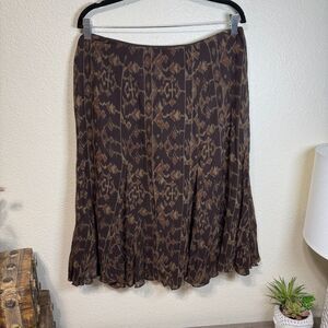 Lauren Ralph Lauren Knee Length Skirt Silk Blend Aztec Print Western Size 10 Y2k
